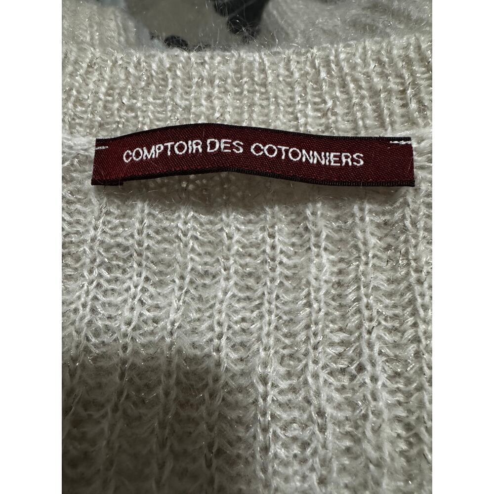 Comptoir des Cotonniers Mohair Blend Cream with Subtle Shimmer Sweater US XXS - Picture 5 of 7